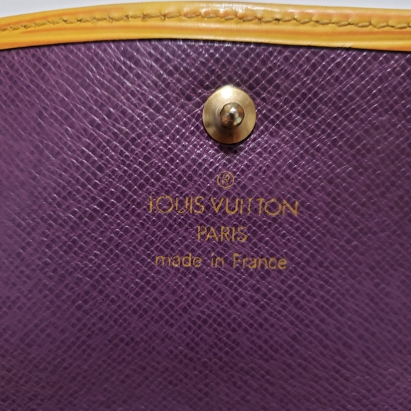 LV LOUIS Vuitton LA KOBE Edition Yellow Purple Epi Leather compact Wallet - Picture 4 of 13